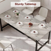 Tavolo da pranzo rettangolare Garvee per 6-8 persone, robusto MDF e acciaio, stile industriale, grigio retrò, sala da pranzo e ampi spazi