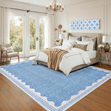 Garvee Tappeto Lavabile in Lavatrice 240x340 cm Antiscivolo Facile da Pulire Basso Pelo Morbido Bordo Rinforzato Resistente alle Macchie Per Soggiorno Camera Ufficio - Blu