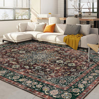 Tappeto per soggiorno Garvee 120x170cm, marrone rossiccio, vintage, lavabile, antiscivolo, per cucina, corridoio, sala da pranzo