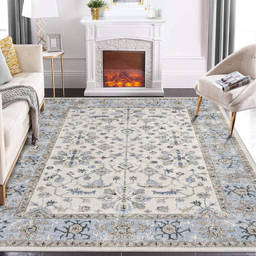 Tappeto lavabile Garvee, tappeto di ispirazione vintage, motivo floreale classico, 160x230 cm, morbido cotone cashmere, stile boho
