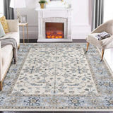 Tappeti Garvee lavabili a pelo corto per soggiorno, camera da letto, sala da pranzo, 200x290 cm, stampa boho vintage, cotone cashmere - Beige