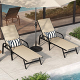 Garvee Sedia Lounge da Esterno Regolabile 5 Posizioni Tessuto Textilene Metallo Resistente Set 2 Giardino Piscina - Khaki