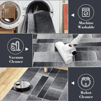 Tappeto moderno a pelo corto Garvee con taglio sagomato e motivo geometrico per soggiorno e camera da letto, 200x290 cm, nero