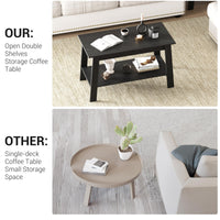 Tavolino rustico Garvee con doppio ripiano, rettangolare, in legno, finitura nera, per soggiorno e ufficio, 31,5x15,4x18,9 pollici