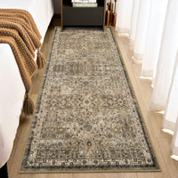 Tappeto vintage Garvee 80x150cm, lavabile, boho, antiscivolo, beige, per soggiorno, camera da letto, sala da pranzo, ufficio