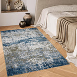 Tappeti astratti Garvee per camera da letto, tappeto lavabile per soggiorno, design moderno, tappeto a pelo corto per sala da pranzo e ufficio, blu 80 x 150 cm - Blu