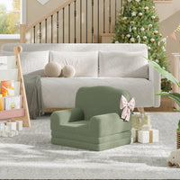 Divano per bambini Garvee, poltrona Sherpa reversibile con fodera lavabile, design a corona per sala giochi e cameretta dei bambini, leggero, comodo e pieghevole.