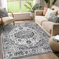 Tappeto GARVEE Classic Vintage Tradition, antiscivolo, resistente all'acqua e alle macchie, lavabile, per interni ed esterni, 160 x 230 cm, grigio