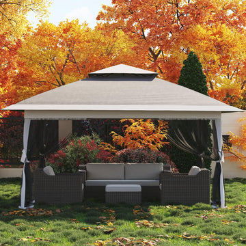 Tenda a baldacchino pop-up Garvee 12x12 con zanzariera, resistente ai raggi UV, altezza regolabile, struttura in acciaio, schermo per la privacy a 6 pannelli per giardino e patio, sacchi di sabbia inclusi