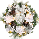 Garvee Corona di Natale 60 cm con 20 LED, Rattan Sintetico Resistente, Luce Calda, Timer, Decorazione Festiva per Porte e Interni, Oro Elegante