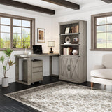 Garvee Libreria Rustica con Porta 5 Ripiani, MDF 1.5 cm, Antiribaltamento, Maniglie Magnetiche, Piedini Regolabili, Soggiorno e Ufficio, Naturale - Grigio