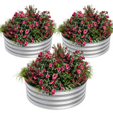Garvee Letti Da Giardino Rotondi In Acciaio Zincato 61x61x30cm - Resistente Alla Corrosione, Montaggio Rapido, Bordo In Gomma Sicura, Kit Multiuso Per Piantagione E Paesaggismo - Argento