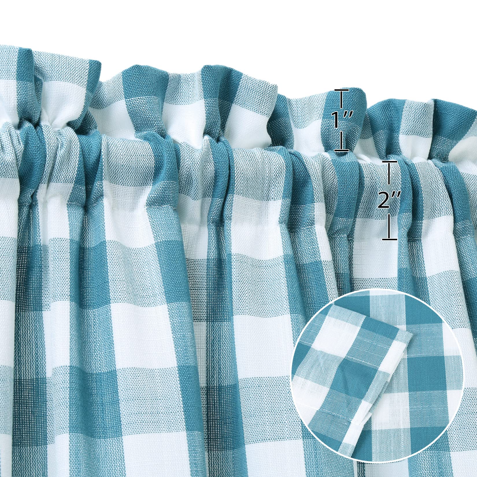 Garvee Valance Buffalo Check Tende per Cucina Mezza Finestra 56" Lunghe Poliestere Filtrante Luce