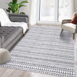 Tappeto marocchino Garvee, idrorepellente, a pelo corto, resistente all'olio e alle macchie, grigio, 160x230 cm, soggiorno, camera da letto - Grigio chiaro