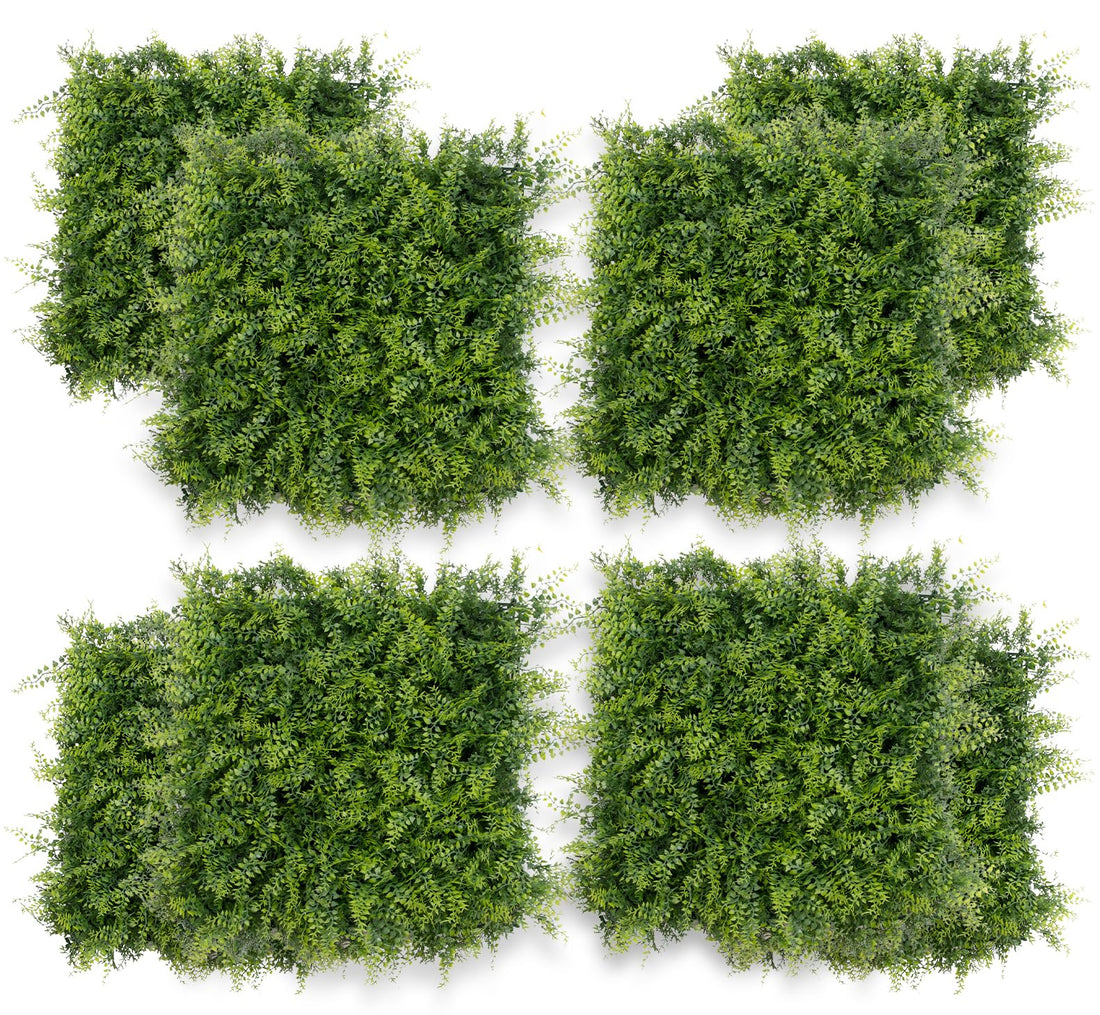 Garvee, set da 12 pannelli da parete in erba artificiale 20x20" resistenti ai raggi UV, in polietilene denso e realistico, per giardino, matrimonio, verde