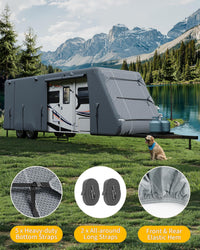 Telo copri camper Garvee, 7 strati extra spesso, antivento e impermeabile, per camper da 27'-30', include coperture per pneumatici e cinghie, traspirante