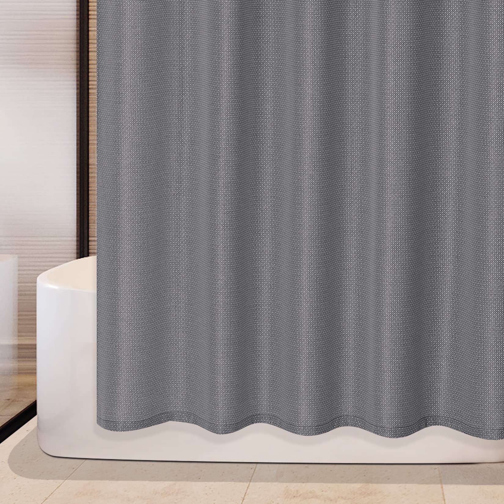 Tenda da doccia Garvee, trama a nido d'ape a quadretti, 100% poliestere, idrorepellente, tessuto pesante, occhielli antiruggine, grigio, 35x72 cm, qualità alberghiera, bagno