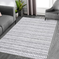 Tappeto a pelo corto GARVEE Boho in poliestere 240x340cm grigio | Fondo antiscivolo | Per soggiorno e camera da letto