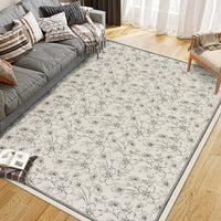 Tappeto per soggiorno Garvee 160x230cm, lavabile, a pelo corto, antiscivolo, vintage, floreale, beige, per cucina, cameretta, corridoio, sala da pranzo