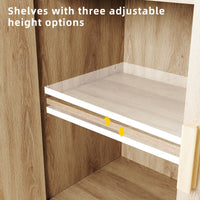 Garvee Buffet Cabinet Con 2 Decorazioni In Rattan, Mobile Contenitore In Legno Naturale Per Soggiorno E Sala Da Pranzo, Naturale