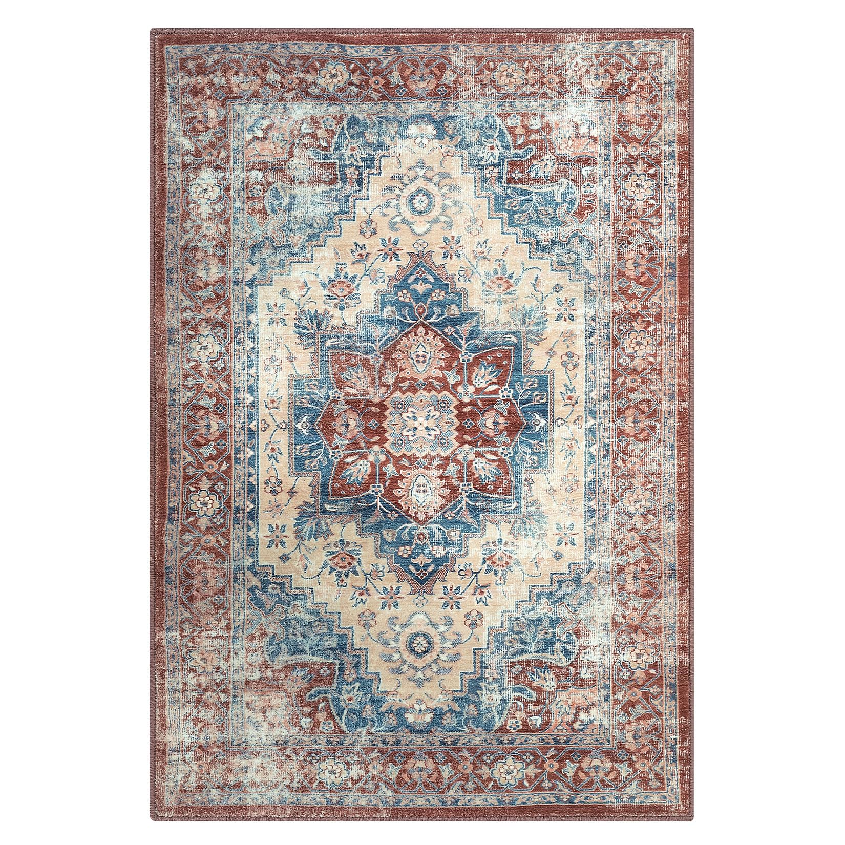 Tappeto orientale GARVEE 120x170cm, lavabile, morbido, aspetto rustico, pelo corto, soggiorno, camera da letto