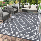 Garvee Tappeto Esterno 9x12 Patio Impermeabile Pieghevole Doppia Faccia Plastica Paglia Antiscivolo Con 4 Picchetti Per Camper Spiaggia