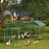 Pollaio Garvee Large 304.8 x 101.6 x 101.6 cm, realizzato in acciaio zincato, resistente alle intemperie, sicuro per polli e conigli, facile da montare - Argento