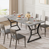 Garvee Tavolo da Pranzo 200 cm per 6-8 Persone con Gambe a Forma Unica, Piano Ampio in MDF, Metallo a Trapezio, Design Industriale, Cucina e Sala da Pranzo, Marrone