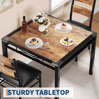 Set da pranzo Garvee per 2 persone con sedie imbottite, protezioni angolari, robusto legno MDF, ergonomico, salvaspazio, marrone, cucina e appartamento