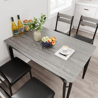 Tavolo da pranzo Garvee per 2 persone con sedie imbottite, legno MDF, struttura in metallo, salvaspazio, piccoli appartamenti, quadrato, grigio