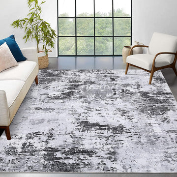 Tappeto moderno astratto Garvee 200 x 290 cm grigio a pelo corto per soggiorno antiscivolo