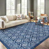 Garvee Tappeto Vintage Blu 200x290 cm Geometrico Lavabile Antiscivolo Pelo Corto Resistente Per Soggiorno e Camera