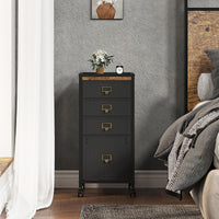 Scatola portadocumenti con ruote Garvee a 4 cassetti con struttura in metallo e superficie in MDF per ufficio e casa, leggera, robusta, impermeabile, nera