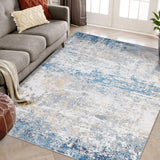 Tappeti astratti Garvee, design moderno, lavabili, tappeto grande per soggiorno, camera da letto, ufficio, 140x200 cm, grigio blu - Grigio Blu