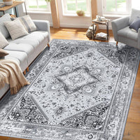 Garvee Tappeto Vintage Bohemien Basso Pelo, Lavabile in Lavatrice, Antiscivolo, Poliestere Morbido, 120x170cm, Soggiorno e Camera