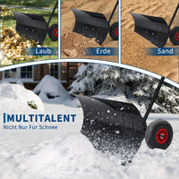 Garvee Höhenverstellbare Schneeschaufel Auf Rädern Ergonomisch Wetterfest Kaltgewalztes Eisen Zusammenklappbar 74cm Schwarz