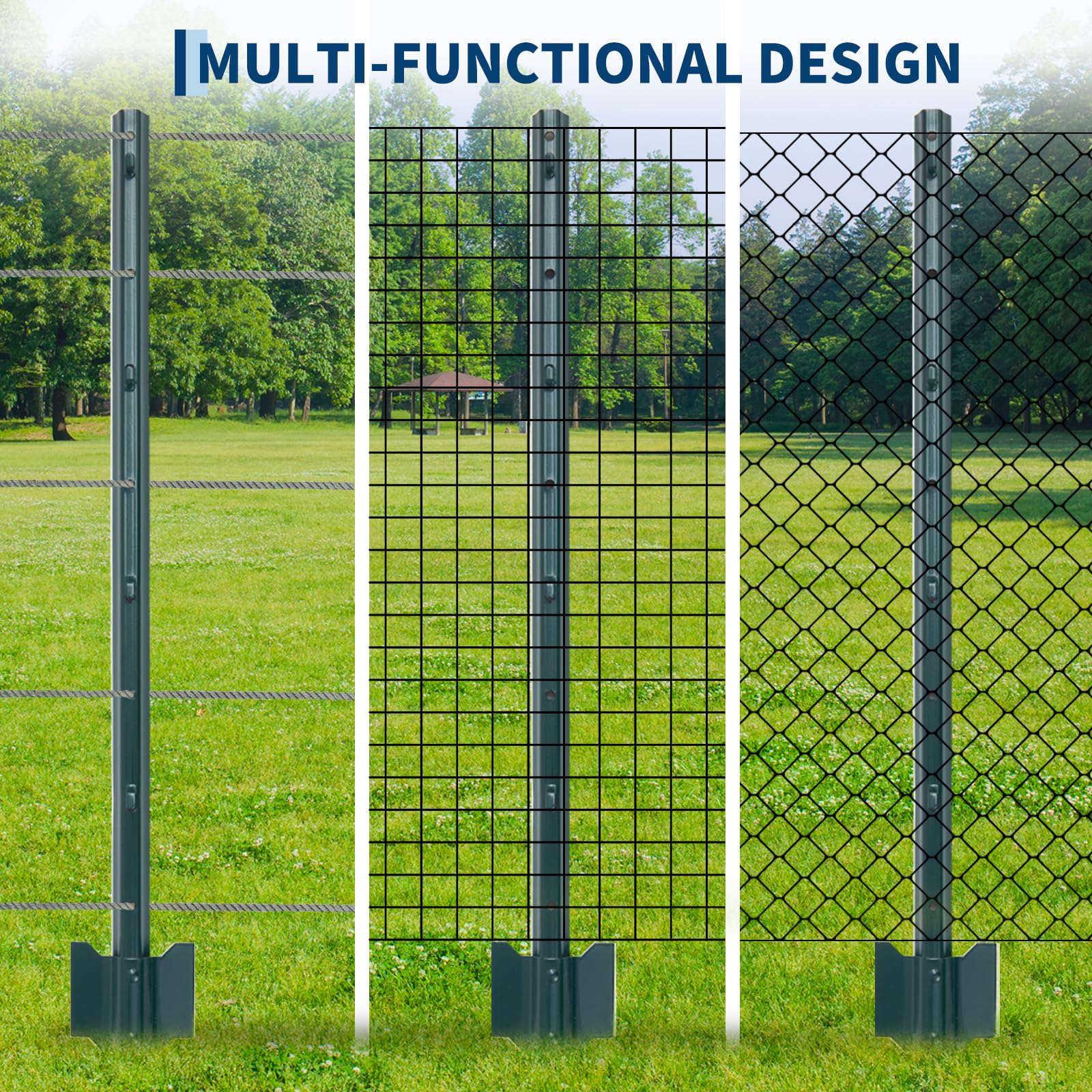Set garvee con 10 pezzi di pali per recinzione da giardino, pali angolari in acciaio con canale a U da 3 piedi, robusti, verniciati a polvere, versatili per giardino e cancello