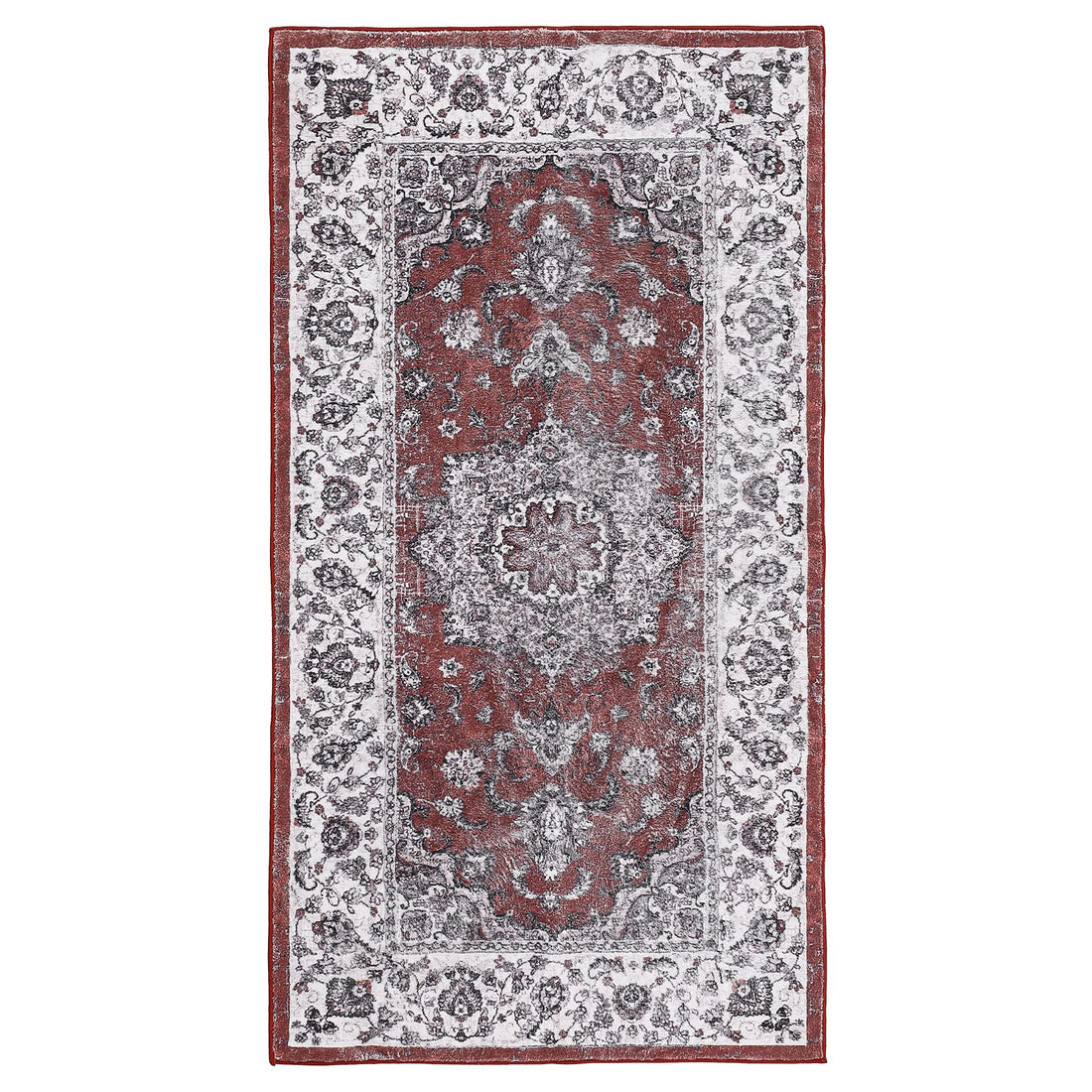 Garvee Machinewasbaar Tapijt Vlekbestendig Laagpolig Met Oosters Design Voor Binnen En Buiten 80 x 150 cm Rood