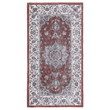 Garvee Machinewasbaar Tapijt Vlekbestendig Laagpolig Met Oosters Design Voor Binnen En Buiten 80 x 150 cm Rood