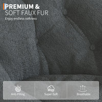 Sedia pieghevole Garvee in pelliccia sintetica con struttura in metallo per camera da letto e giardino, grigia, comoda e portatile