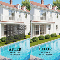 Pannelli metallici per schermatura della privacy da esterno Garvee 72"x47" resistenti alle intemperie, robusti, verniciati a polvere, autoportanti, per giardino, terrazza, balcone, neri