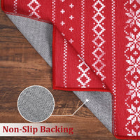Garvee Jullöpare Matta Per Hall - Rosso Morbido Decorazione Natalizia, Maskintvättbar, Halkfri, 60x180 cm, Vita Blommönster, Köksmatta