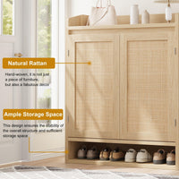Garvee, moderno portascarpe in rattan con ripiani regolabili, in legno MDF, antipolvere per corridoio e soggiorno, 80,01 cm L x 40,01 cm W x 100,08 cm H, marrone boho e rustico