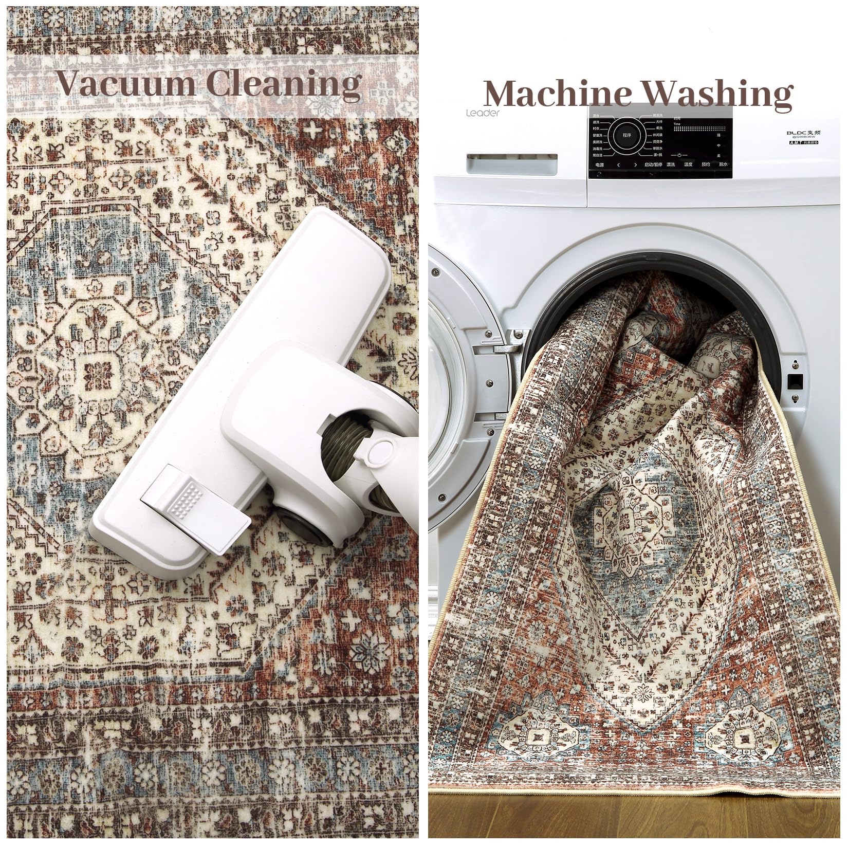 Tappeto persiano-orientale Garvee 160 x 230 cm in poliestere con supporto in TPR, lavabile e antiscivolo per soggiorno
