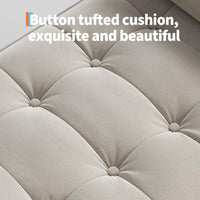 Panca contenitore Garvee da 46,5" con rivestimento in velluto, spazio di archiviazione e gambe in legno per corridoio e camera da letto, beige, imbottita, cerniere di sicurezza