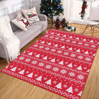 Garvee Tappeto Natalizio Rosso con Fiocchi di Neve e Albero di Natale, Antiscivolo, Lavabile, Ultra Sottile in Poliestere per Soggiorno e Camera da Letto