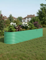 Garvee Letto Da Giardino Rialzato 244x61x61 cm In Acciaio Zincato, Resistente Alla Ruggine, Design Modulare Beige E Verde - Verde
