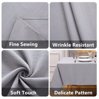 Garvee Tischdecke Grau 140x140cm Jacquard-Streifenmuster Wasserabweisend & Abwischbar Quadratisch Esszimmer & Garten