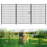 Garvee Recinzione Da Giardino In Ferro Antiruggine 40in X 23.6ft Con Cancello Basso Per Cortile E Giardino Nero