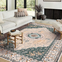Tappeto lavabile Garvee Boho Vintage Floral 120x170cm in morbido velluto di agnello sintetico antiscivolo per soggiorno, camera da letto, bagno, cucina, ingresso, ufficio
